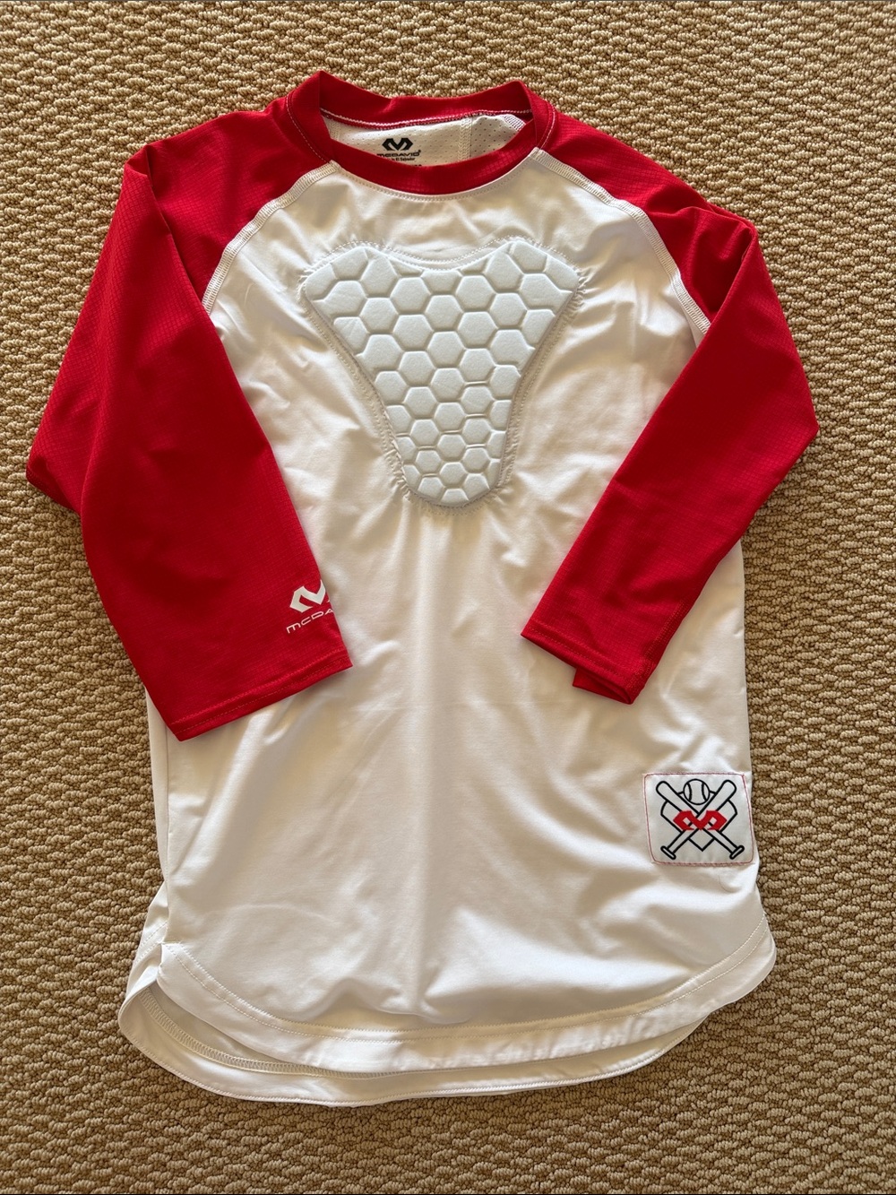 Kids Red & White Padded Baseball Shirt